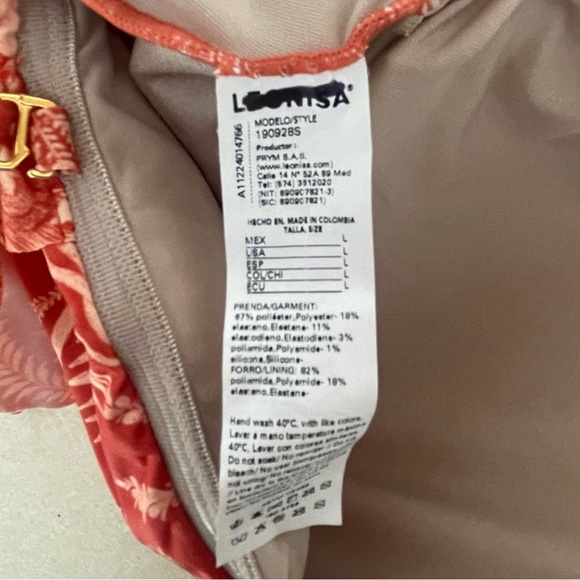 New Leonisa Orange Floral Off-Shoulder Ruffle One Piece Swimsuit 37747 - Picture 9 of 12